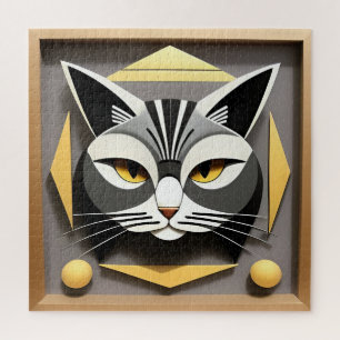 Puzzle Art géométrique d'un chat stylisé Design abstrait