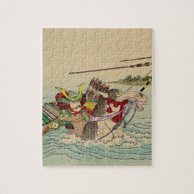 Puzzle Art japonais - samouraï attaquant d'une rivière (Vertical)