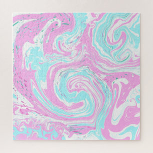 Puzzle Art Libre en Marbre Bleu Turquoise rose