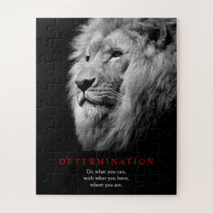Puzzle Art Lion de détermination motivationnelle noir et