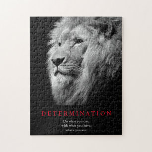 Puzzle Art Lion de détermination motivationnelle noir et