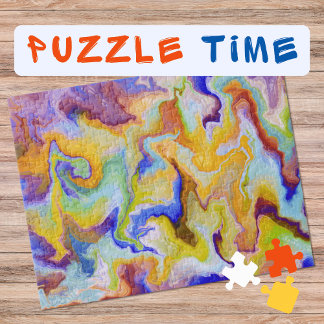 Puzzle Art marbling Septembre jaune bleu - difficile