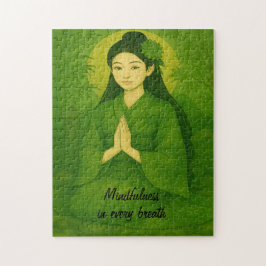 Puzzle Art méditation zen Mindfulness Yoga vert Personnal