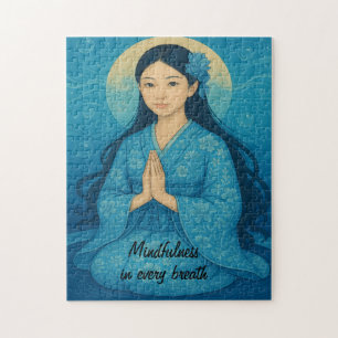 Puzzle Art méditation zen Mindfult Yoga Bleu Custom
