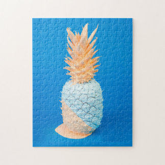 Puzzle Art moderne minimaliste d'ananas bleu et rose