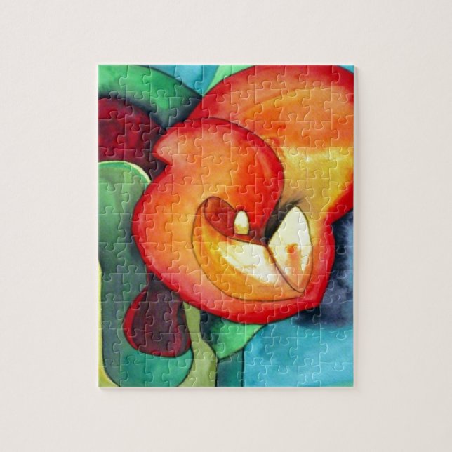 Puzzle Art original d'aquarelle de Canna de fleur orange (Vertical)