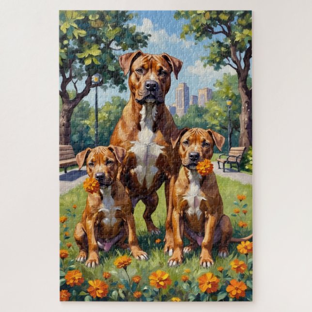 Puzzle Art Pitbull Parc Marigold (Vertical)