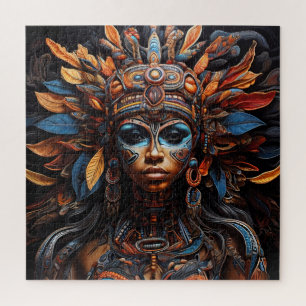 Puzzle Art tribal fusion abstrait vibrant aztèque