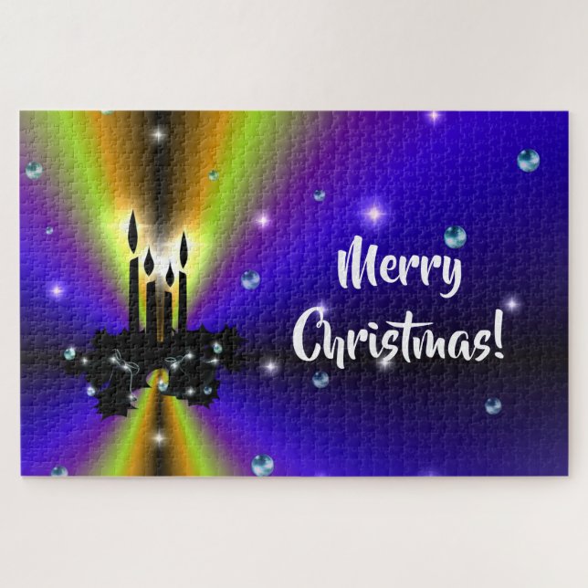 Puzzle Artdeco de Noël sur Arc-en-ciel jaune violet (Horizontal)