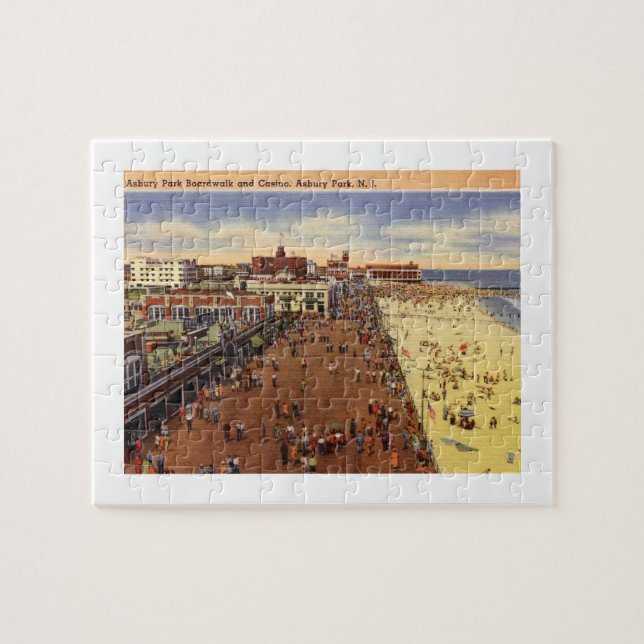 Puzzle Asbury Park NJ, Boardwalk, Casino, années 50 Vinta (Horizontal)