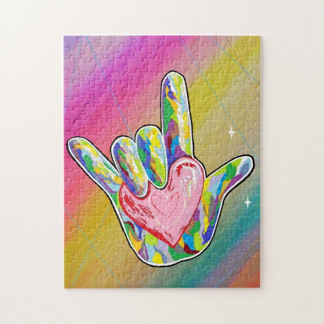 Puzzle ASL JE T'AIME Coeur (Vertical)