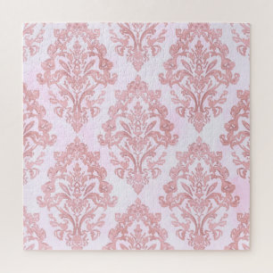 Puzzle Assez en rose motif damassé victorien aquarelle
