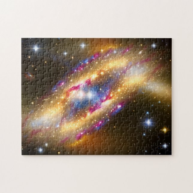 Puzzle Astro rose doré et galaxie noire espace grand plan (Horizontal)