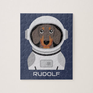 Puzzle Astronaut Dachshund avec nom