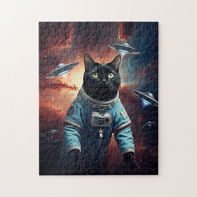 Puzzle Astronaut de chat galactique (Vertical)