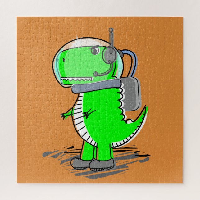 Puzzle Astronaut mignon et en colère T-Rex Dinosaur (Vertical)
