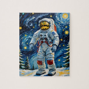 Puzzle Astronaute en forêt d'hiver