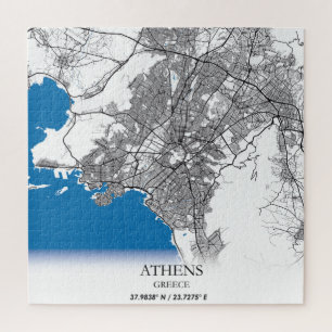 Puzzle Athènes Grèce City Plan Voyage Simple Minimal