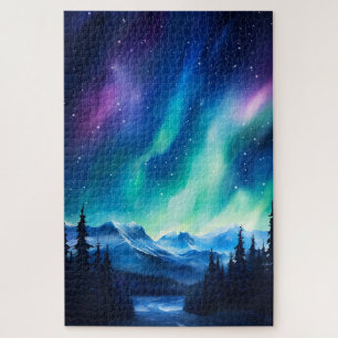 Puzzle Aurore boréale aquarelle Lumières du Nord