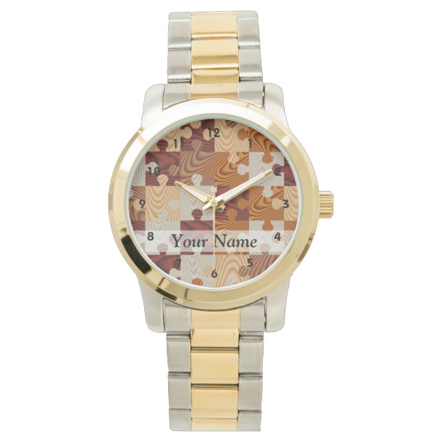 Puzzle aus Holz Armbanduhr (Vorderseite)