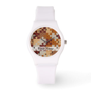 Puzzle aus Holz Armbanduhr