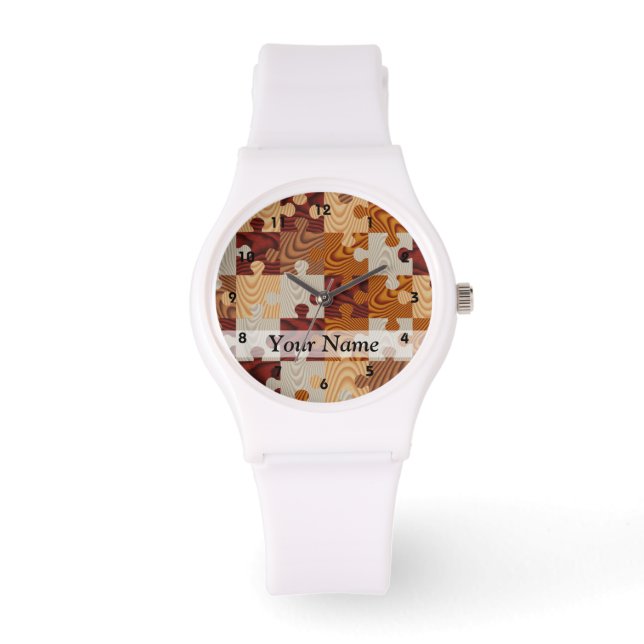Puzzle aus Holz Armbanduhr (Vorderseite)