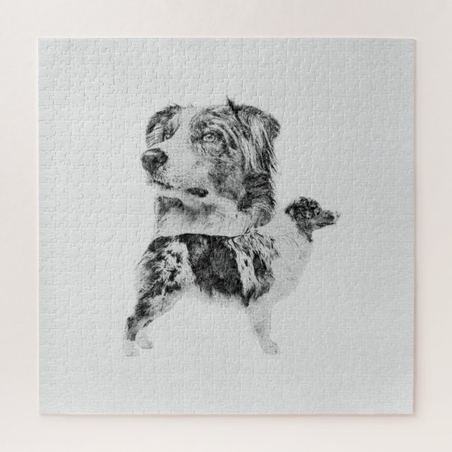 Puzzle Australian Shepherd dog - Croquis au crayon austra (Vertical)