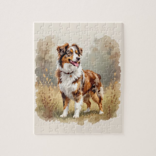 Puzzle Australian Shepherd Dog Red Merle Aussie (Vertical)