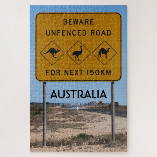 Puzzle Australie : Attention au panneau routier non clôtu (Vertical)