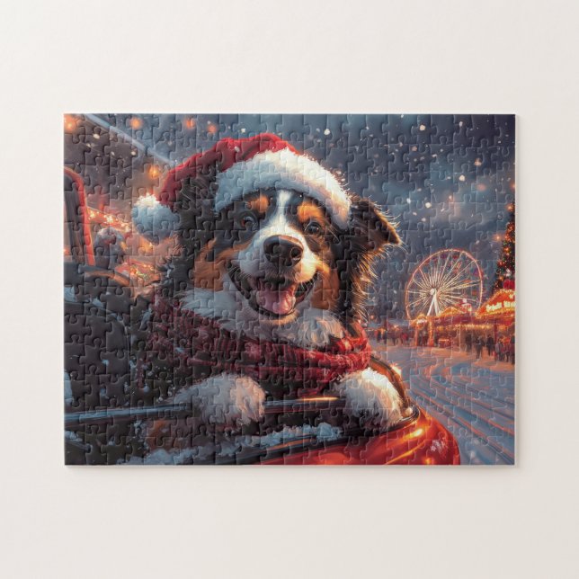 Puzzle Australie Kelpie Dog Roller Dessous de verre Noël (Horizontal)
