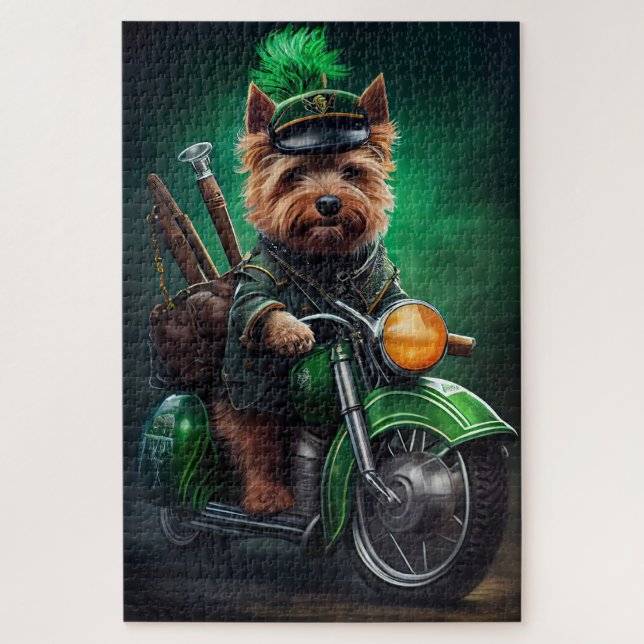 Puzzle Australien Terrier conduite vélo St. Patrick's Day (Vertical)