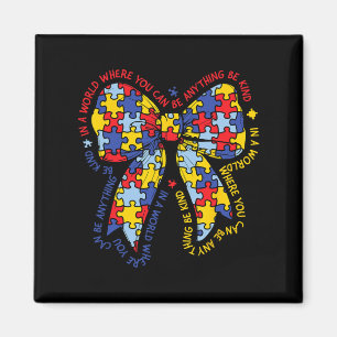 Puzzle Autism Ribbon Coquette Bow Be Kind Autismus Magnet