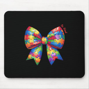Puzzle Autism Ribbon Coquette Bow Be Kind Autismus Mousepad