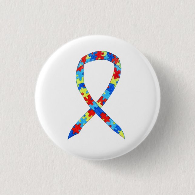 Puzzle Autismus Bewusstsein Ribbon Custom Art Butt Button (Vorderseite)