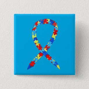 Puzzle Autismus Bewusstsein Ribbon Custom Art Butt Button