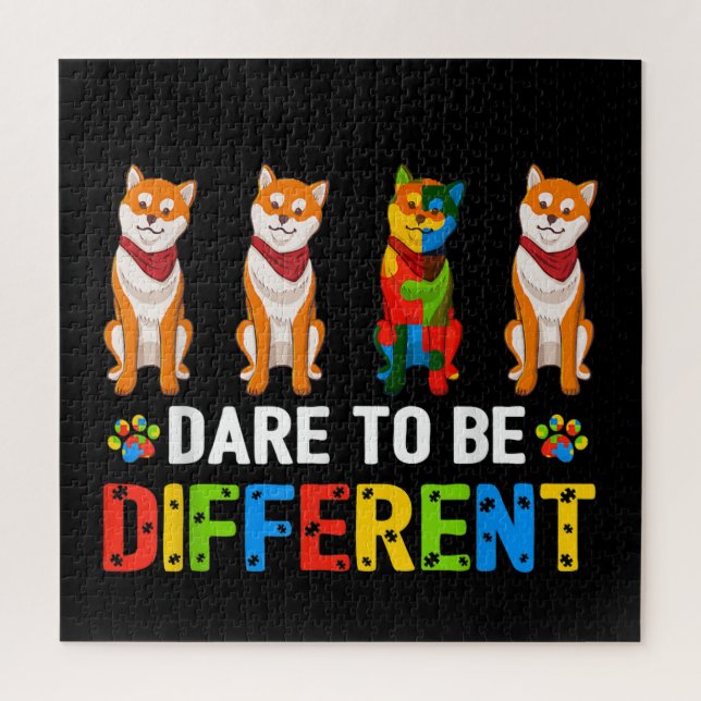 Puzzle Autiste | Osez Être Différent Cute Shiba Inu Dog (Vertical)