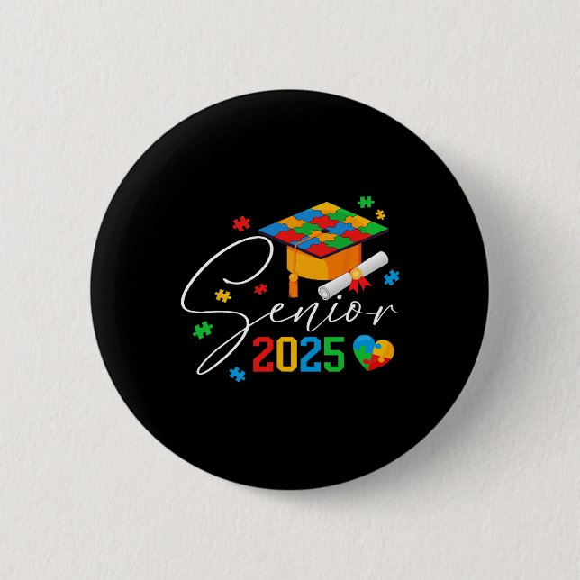 Puzzle Autistic Senior 2025 Autismus Abschluss Boy Button (Vorderseite)