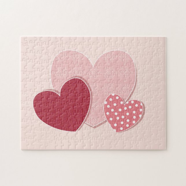 Puzzle Autocollant de papier de coeurs roses (Horizontal)