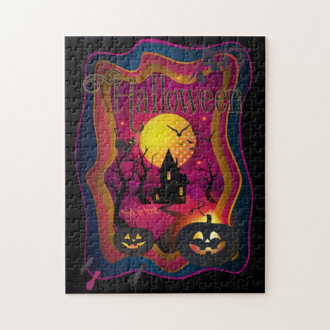 Puzzle Automne Halloween Party "tour ou régaler" art drôl (Vertical)