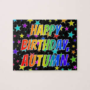Puzzle "AUTOMNE" Prénom, Amusant "HEUREUX ANNIVERSAIRE"