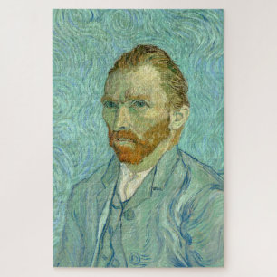 Puzzle Autoportrait de Vincent Van Gogh sur fond bleu