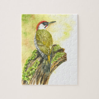 Puzzle avec aquarelle Pic vert