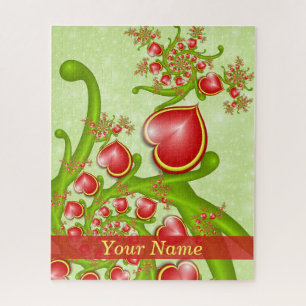 Puzzle Avec beaucoup d'amour Rouge Jaune Coeurs Fractal A