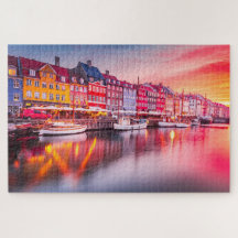 Puzzle avec Copenhague lever de soleil Nyhavn, Dan