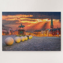Puzzle avec coucher de soleil de Copenhague, Danem