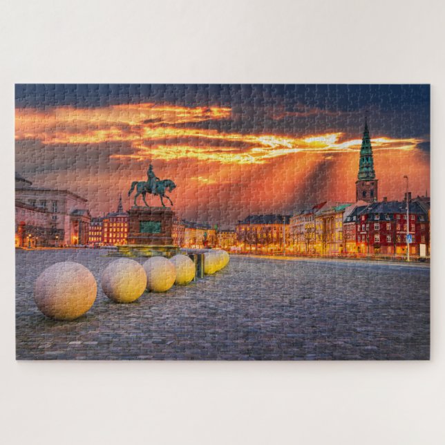 Puzzle avec coucher de soleil de Copenhague, Danem (Horizontal)