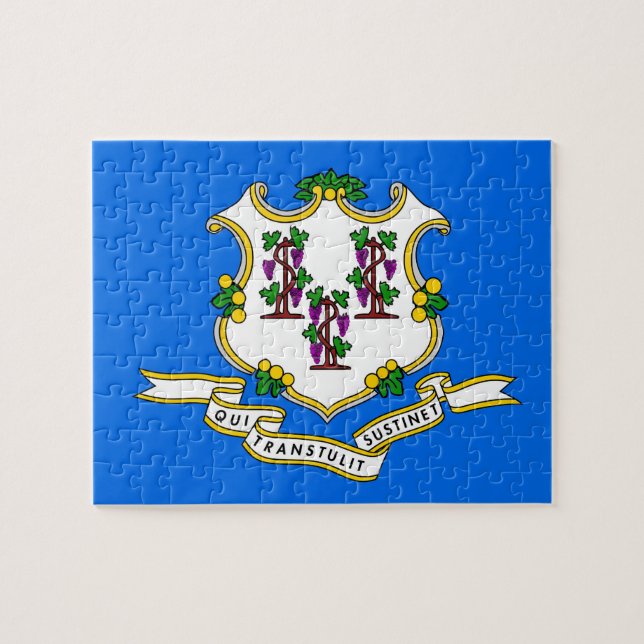 Puzzle avec drapeau de l'État du Connecticut (Horizontal)