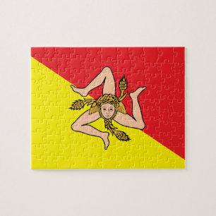 Puzzle avec Drapeau de Sicile, Italie