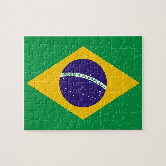 Puzzle avec drapeau du Brésil (Horizontal)