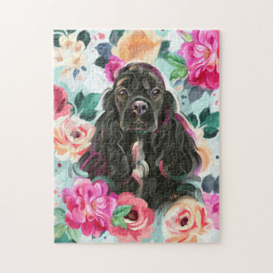 Puzzle avec l'art de l'espanteur à cocker floral